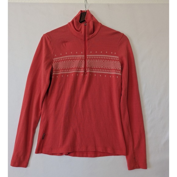 Icebreaker Merino Wool 260 Bodyfit Womens Orange Half Zip Base Layer Sweater M - Picture 1 of 13
